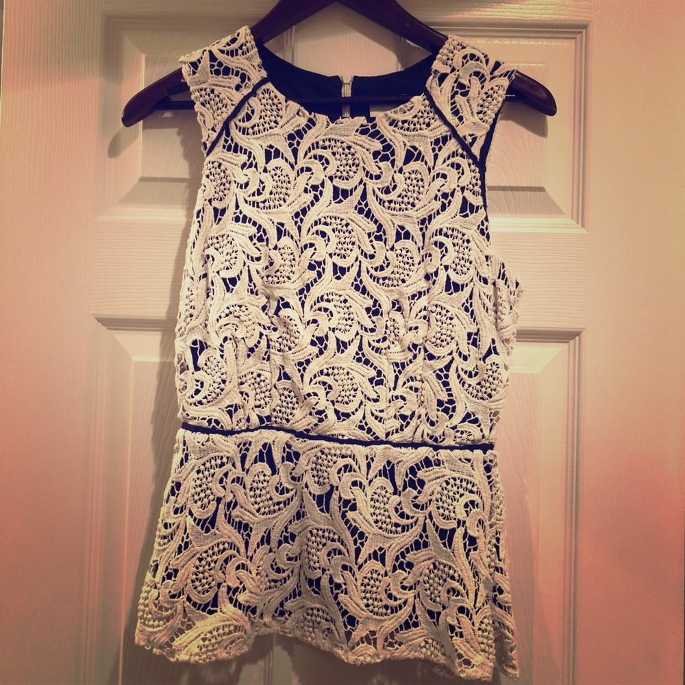 Maeve white Lace peplum top